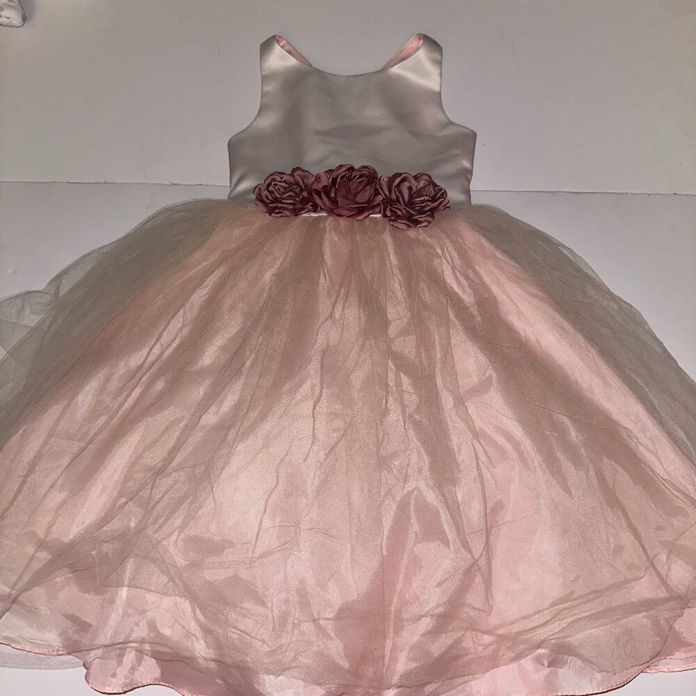 Petite Adele Flower Girl Pale Peachy Pink Fancy Easter Party Dress size 5/6